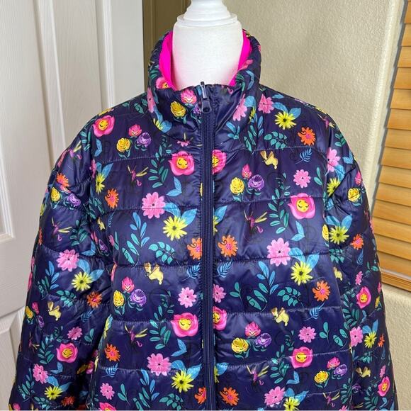 NWOT Disney Parks Alice In Wonderland Flower Reversible Puffer Jacket. - Picture 3 of 16